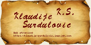 Klaudije Surdulović vizit kartica